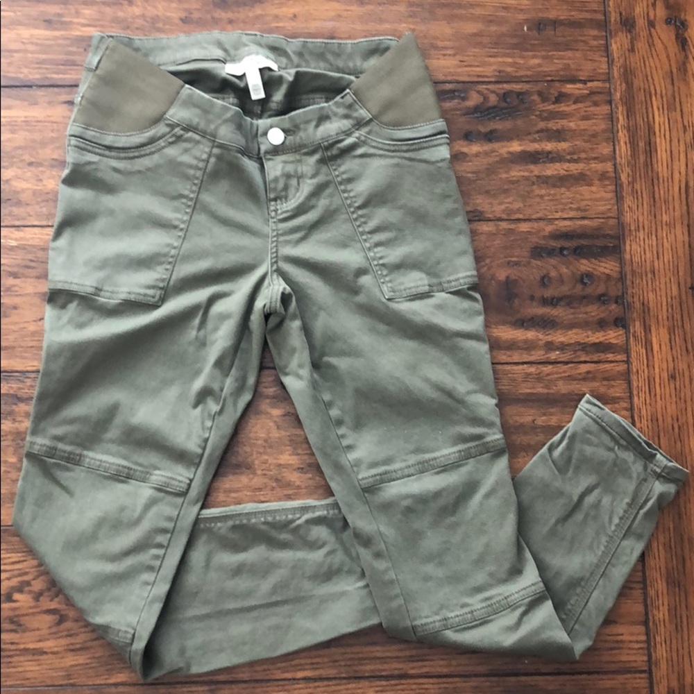 Maternity skinny green khaki pants XS